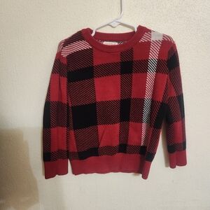 Cat & Jack Red, Black and White Plaid Knit Sweater